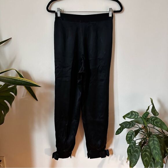 Thread Social Black Silk Pants Bow Detail Size 2 - Picture 2 of 7